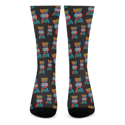 DNA Strands Pattern Print Crew Socks