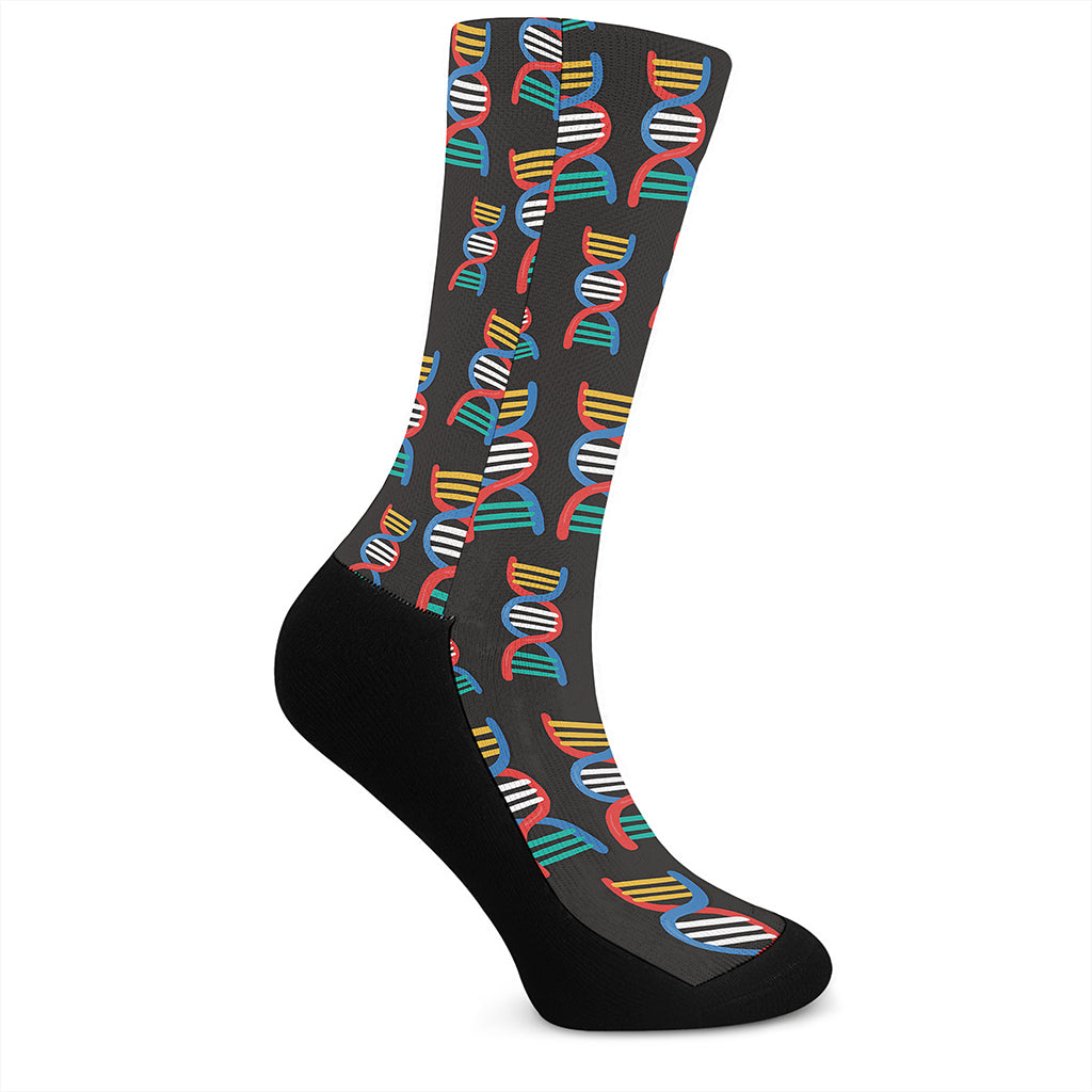 DNA Strands Pattern Print Crew Socks