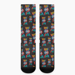 DNA Strands Pattern Print Crew Socks