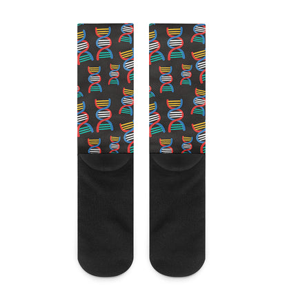 DNA Strands Pattern Print Crew Socks