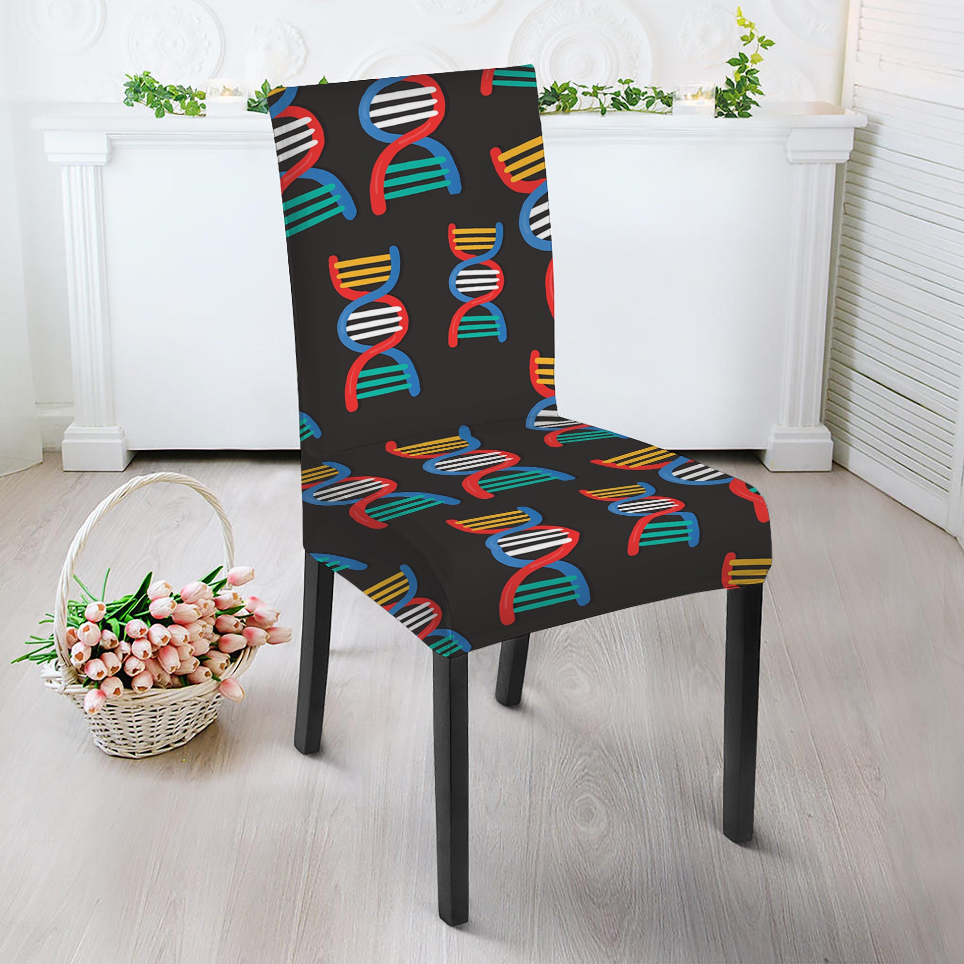 DNA Strands Pattern Print Dining Chair Slipcover