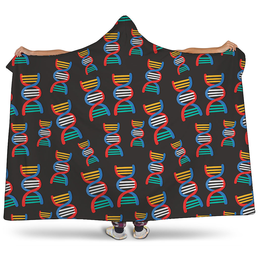 DNA Strands Pattern Print Hooded Blanket