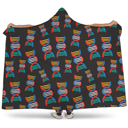 DNA Strands Pattern Print Hooded Blanket