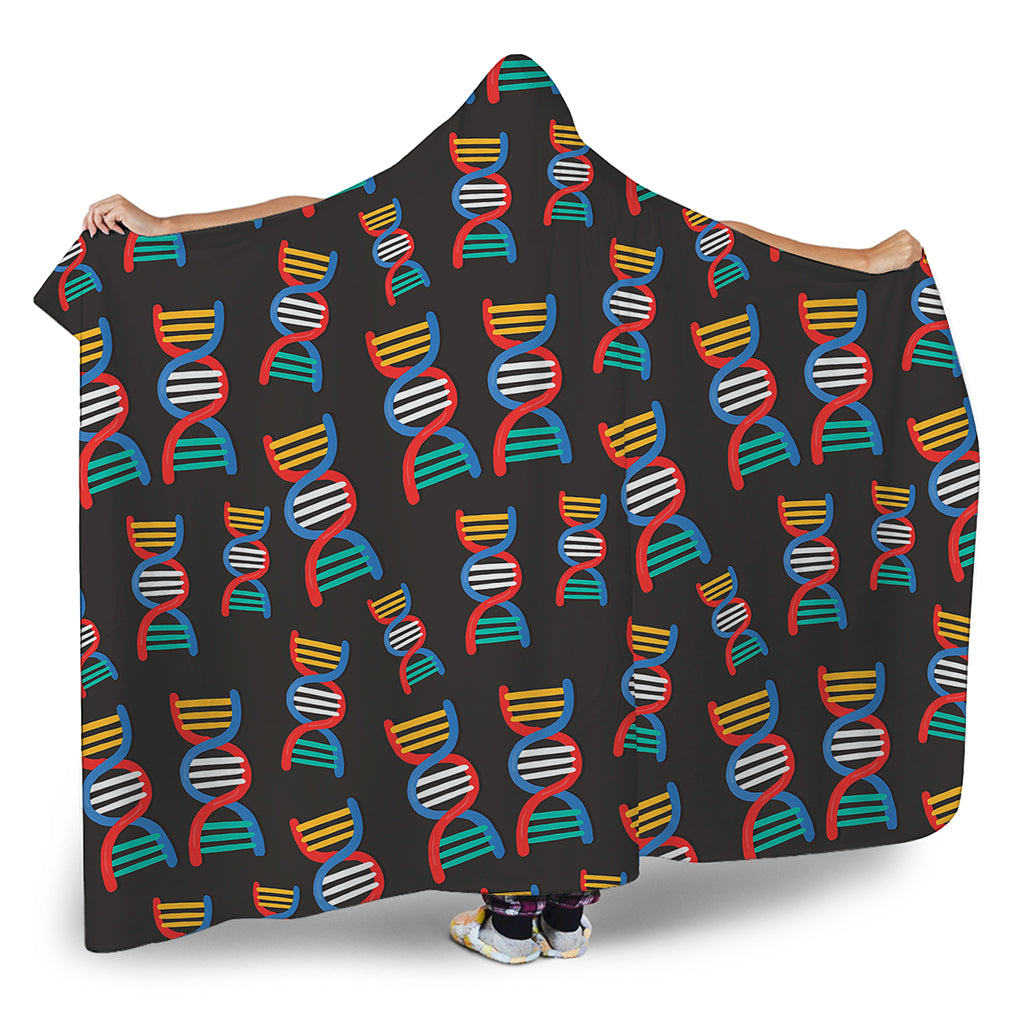 DNA Strands Pattern Print Hooded Blanket