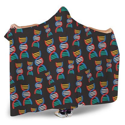 DNA Strands Pattern Print Hooded Blanket