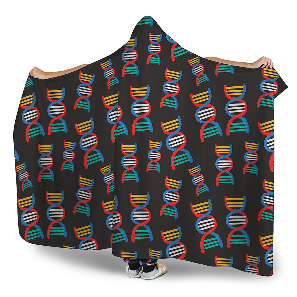 DNA Strands Pattern Print Hooded Blanket