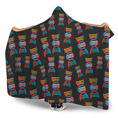 DNA Strands Pattern Print Hooded Blanket
