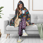 DNA Strands Pattern Print Hooded Blanket