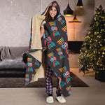 DNA Strands Pattern Print Hooded Blanket