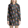 DNA Strands Pattern Print Pullover Hoodie Dress