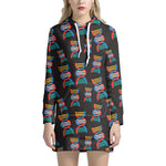 DNA Strands Pattern Print Hoodie Dress