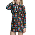 DNA Strands Pattern Print Hoodie Dress