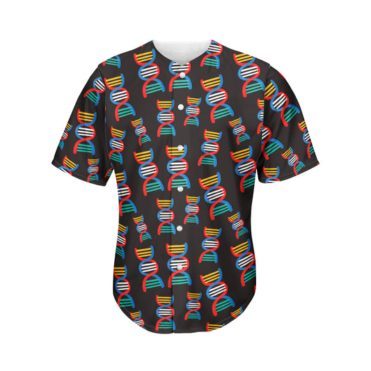 DNA Strands Pattern Print Men's Baseball Jersey