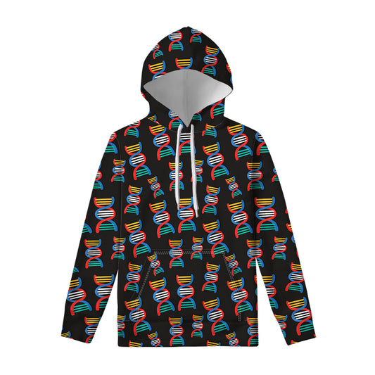 DNA Strands Pattern Print Pullover Hoodie