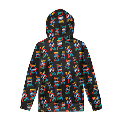 DNA Strands Pattern Print Pullover Hoodie