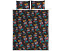 DNA Strands Pattern Print Quilt Bed Set
