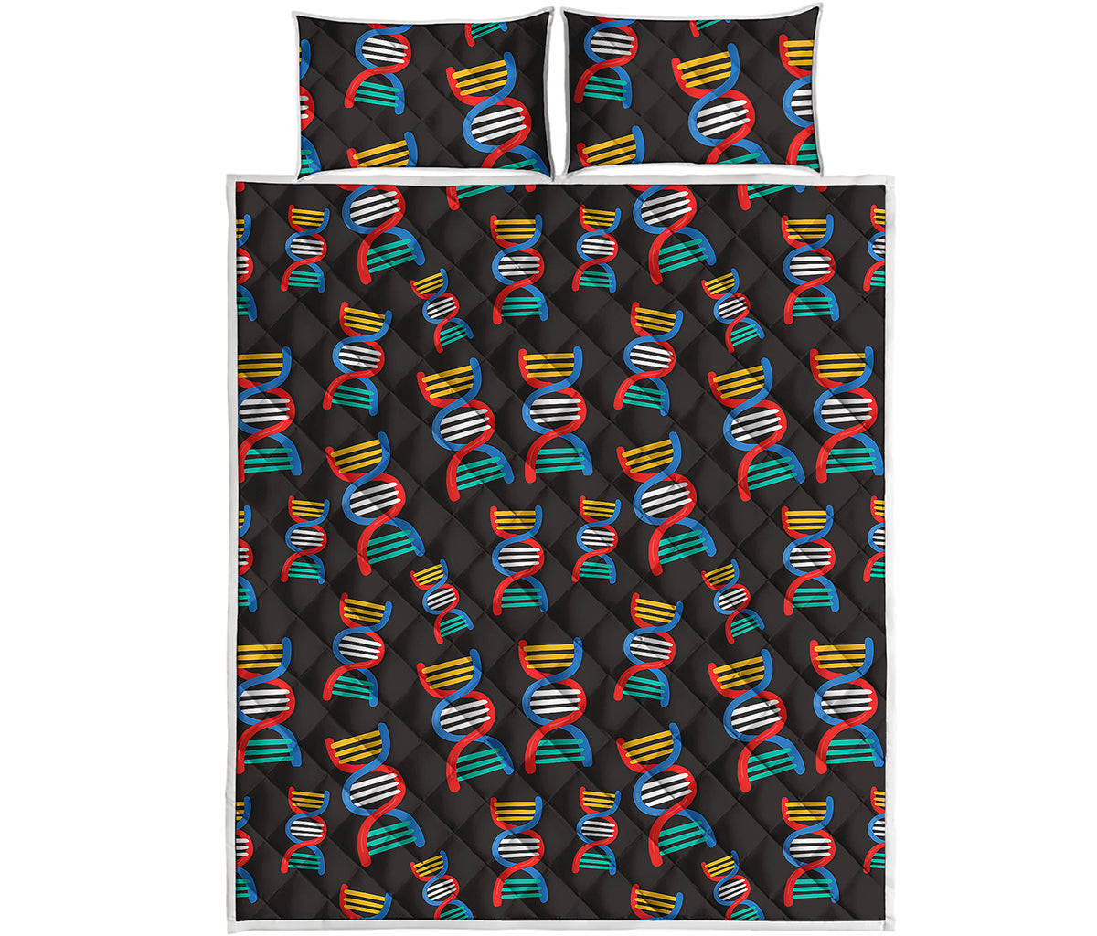 DNA Strands Pattern Print Quilt Bed Set