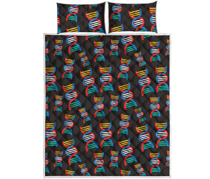 DNA Strands Pattern Print Quilt Bed Set
