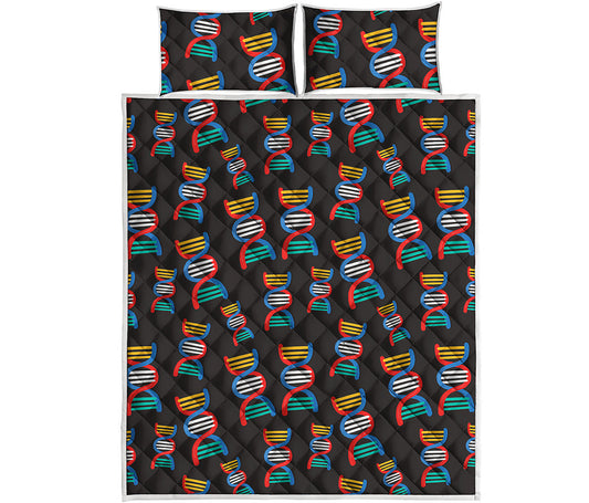 DNA Strands Pattern Print Quilt Bed Set