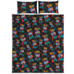 DNA Strands Pattern Print Quilt Bed Set