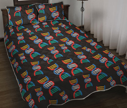 DNA Strands Pattern Print Quilt Bed Set