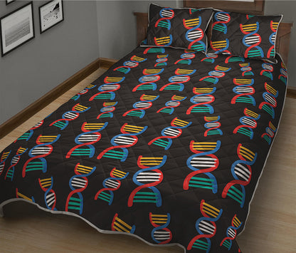 DNA Strands Pattern Print Quilt Bed Set