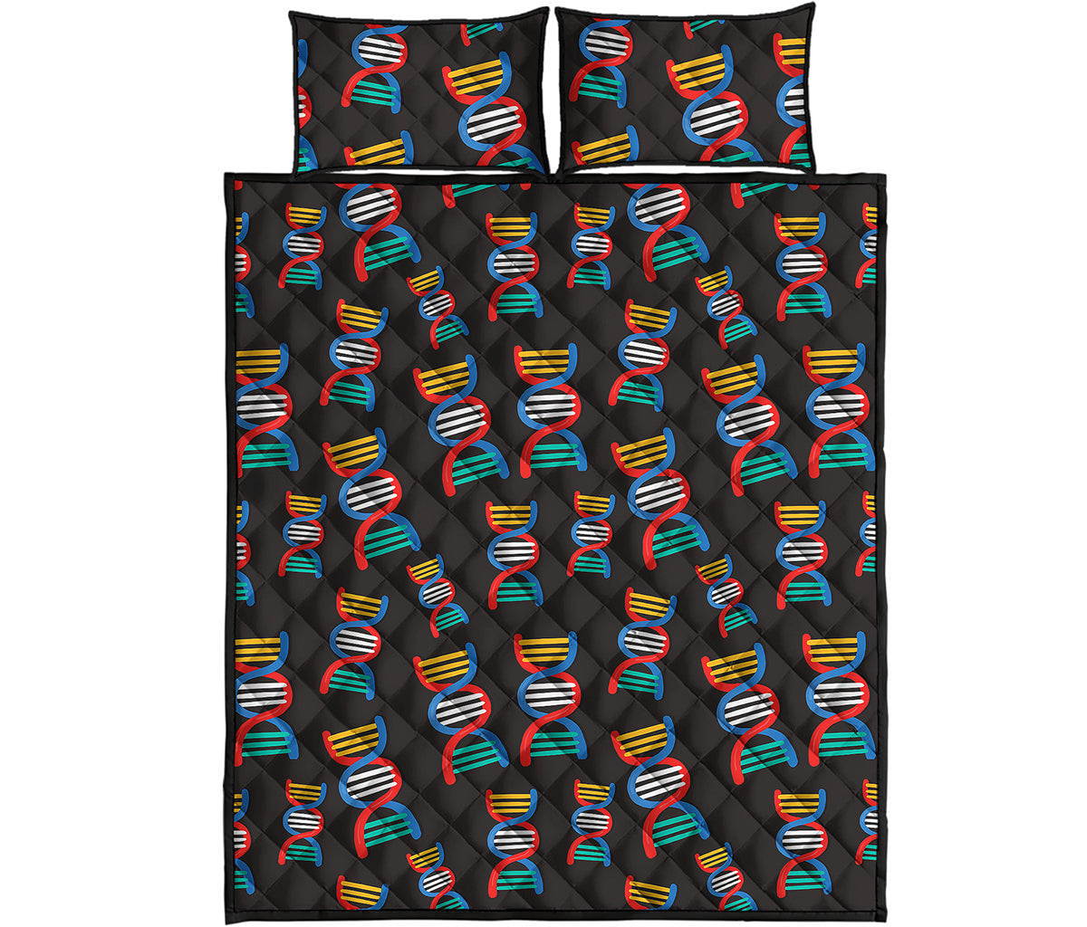 DNA Strands Pattern Print Quilt Bed Set