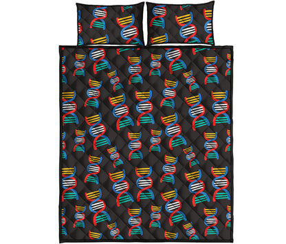 DNA Strands Pattern Print Quilt Bed Set