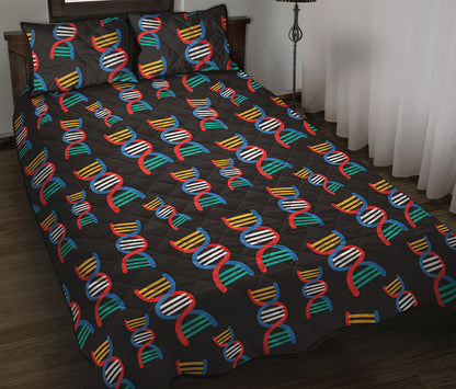 DNA Strands Pattern Print Quilt Bed Set