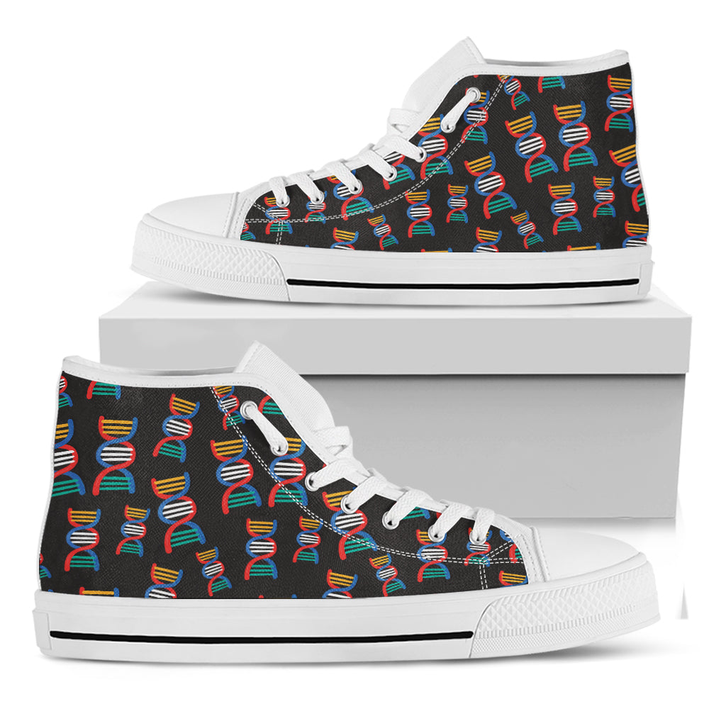 DNA Strands Pattern Print White High Top Shoes