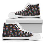 DNA Strands Pattern Print White High Top Shoes
