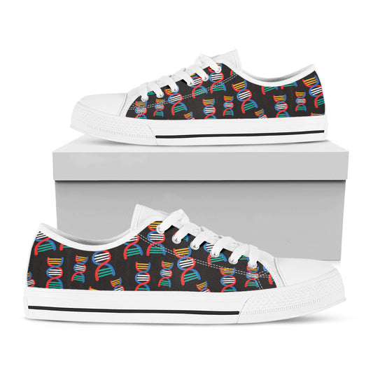 DNA Strands Pattern Print White Low Top Shoes