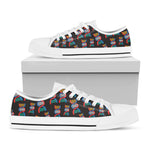 DNA Strands Pattern Print White Low Top Shoes