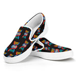 DNA Strands Pattern Print White Slip On Shoes