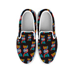 DNA Strands Pattern Print White Slip On Shoes