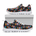 DNA Strands Pattern Print White Sneakers