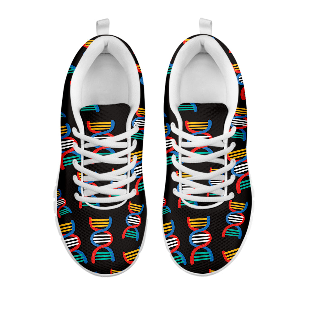 DNA Strands Pattern Print White Sneakers
