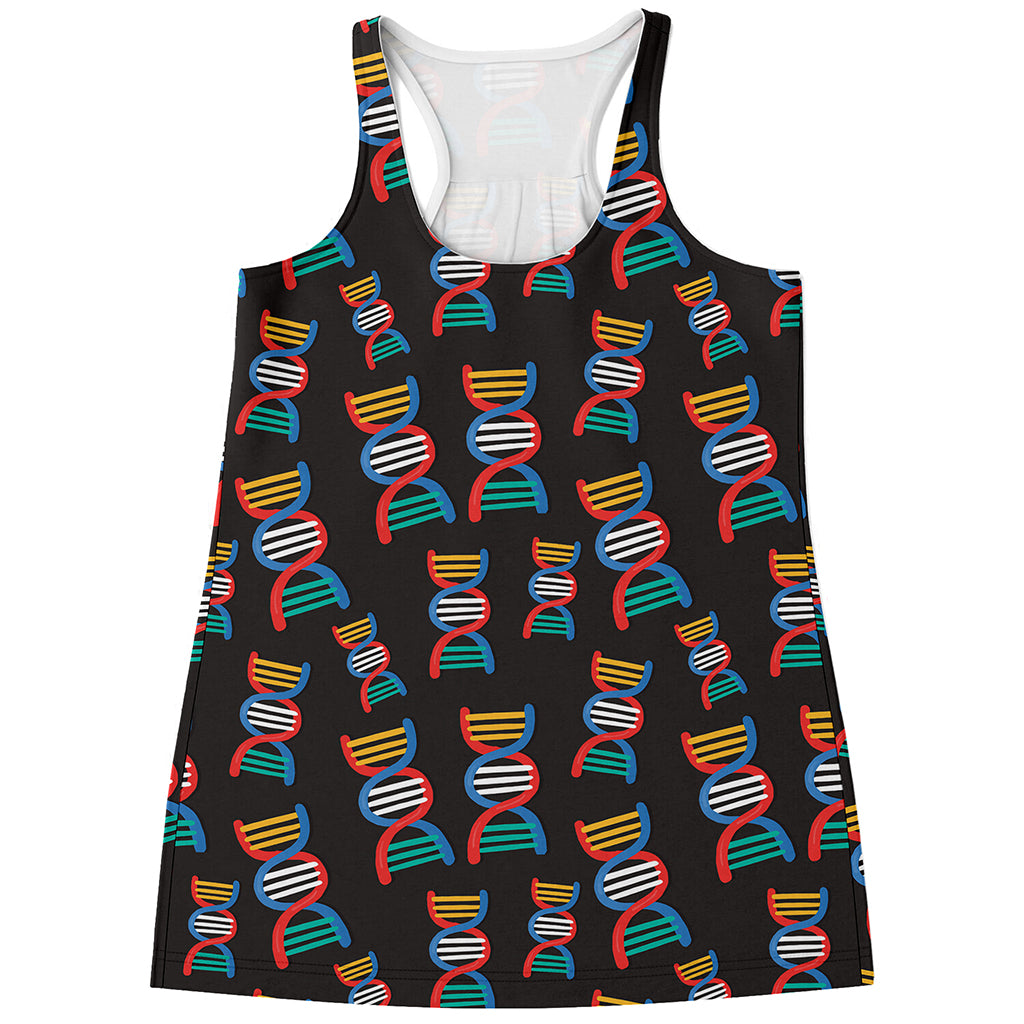 DNA Strands Pattern Print Women's Racerback Tank Top