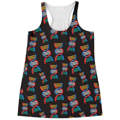 DNA Strands Pattern Print Women's Racerback Tank Top