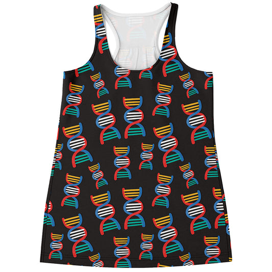 DNA Strands Pattern Print Women's Racerback Tank Top