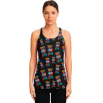 DNA Strands Pattern Print Women's Racerback Tank Top
