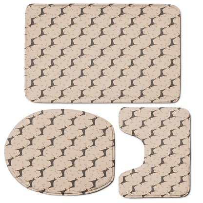 Doberman Pinscher Pattern Print 3 Piece Bath Mat Set