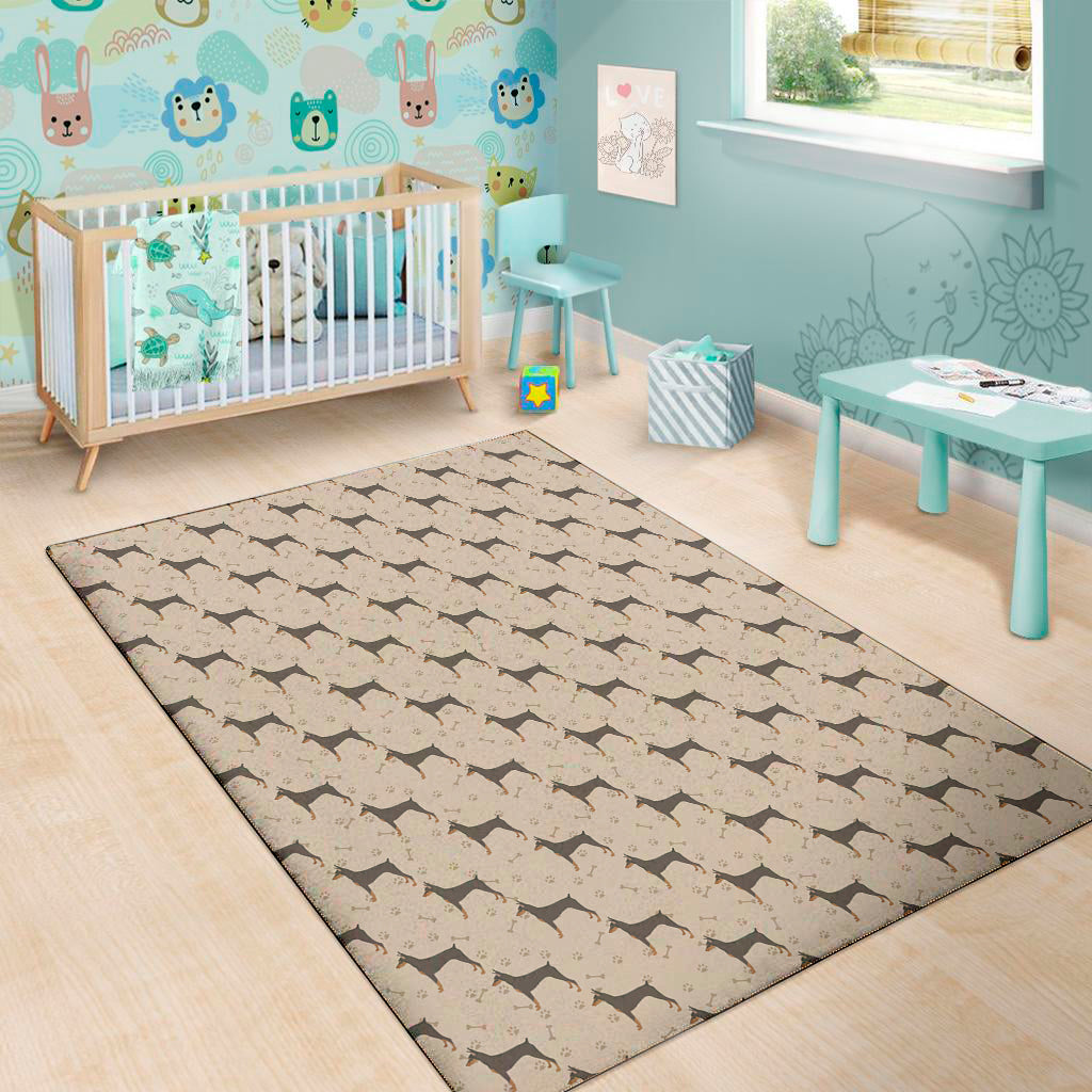 Doberman Pinscher Pattern Print Area Rug