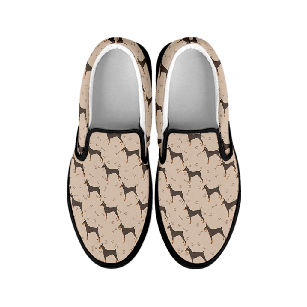 Doberman Pinscher Pattern Print Black Slip On Shoes