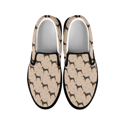 Doberman Pinscher Pattern Print Black Slip On Shoes