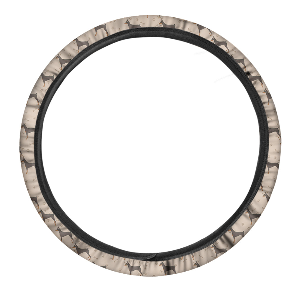 Doberman Pinscher Pattern Print Car Steering Wheel Cover