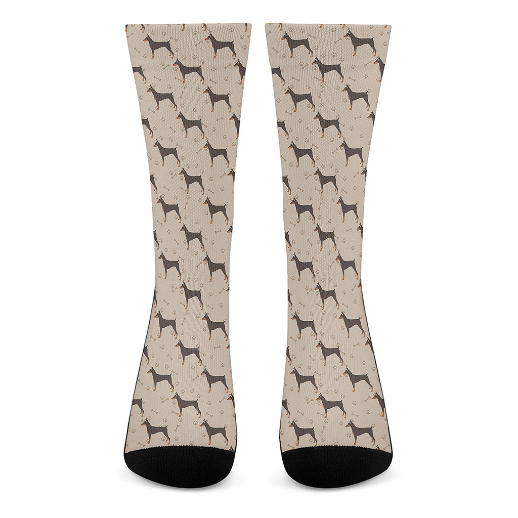 Doberman Pinscher Pattern Print Crew Socks