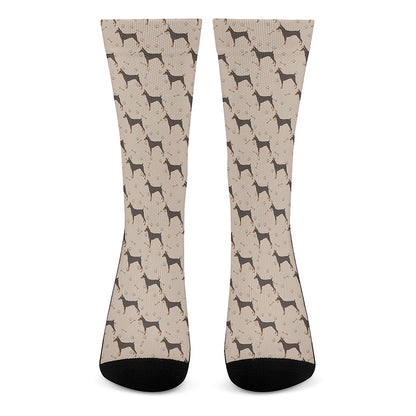 Doberman Pinscher Pattern Print Crew Socks