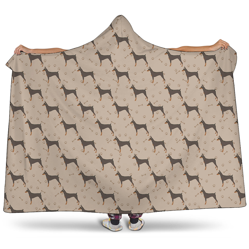 Doberman Pinscher Pattern Print Hooded Blanket