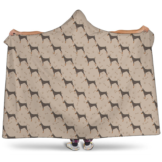 Doberman Pinscher Pattern Print Hooded Blanket